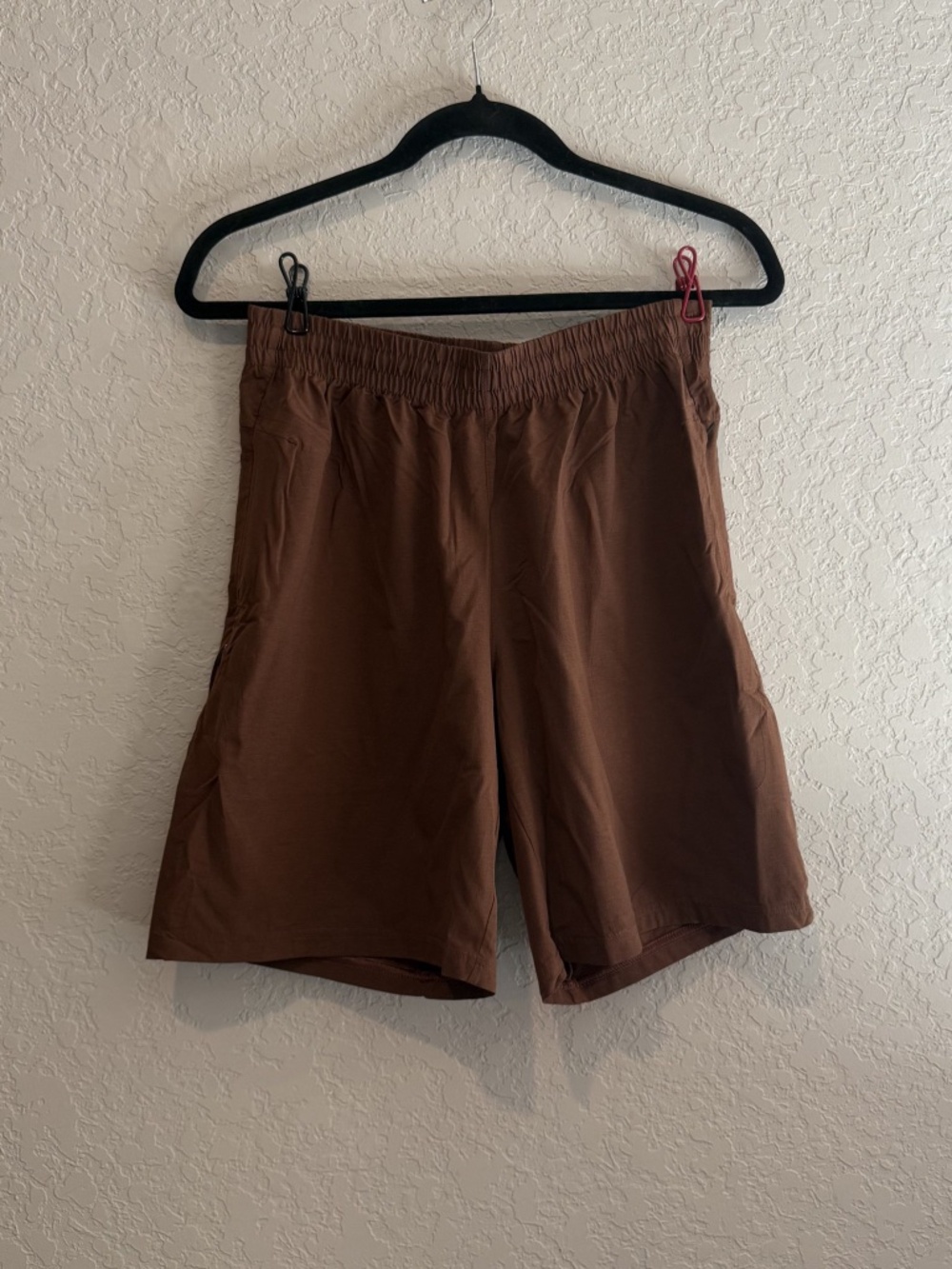 VRST Men's Brown Athletic Training Shorts Small Pull On Zip Pocket